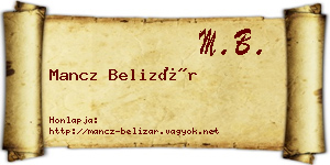 Mancz Belizár névjegykártya